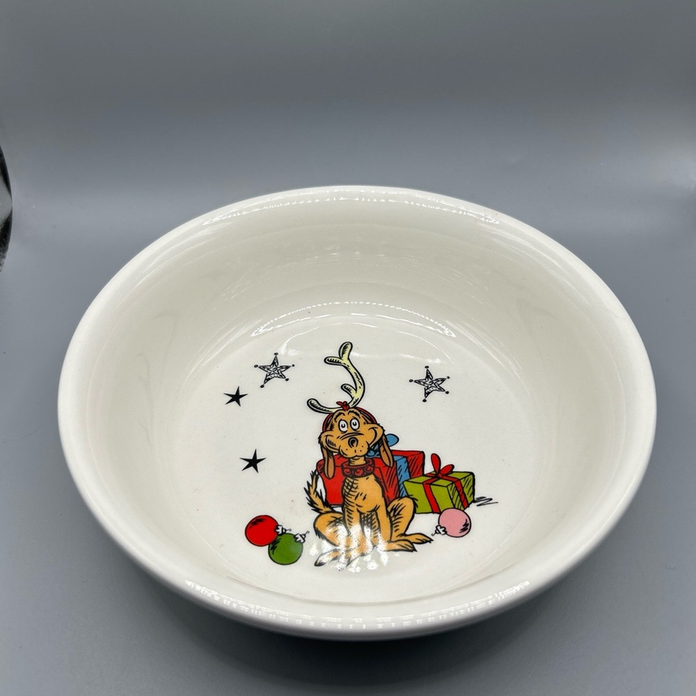 The Grinch Christmas Pet Dog Cat Bowl With Max The Dog NEW